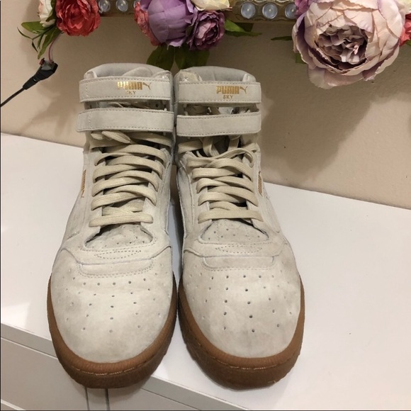 Off white/army green Puma Sky High Sneaker suede bundle - Picture 4 of 16